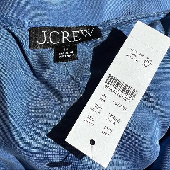 NWT J. Crew Gwyneth V-Neck Slip Dress Cupro-Blend Blue Size 16 - Picture 12 of 13